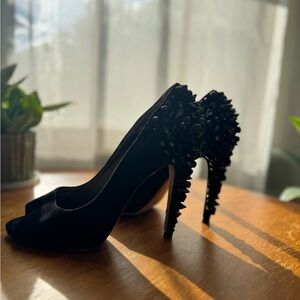 Sam Edelman Black Suede spiked peep toe heel